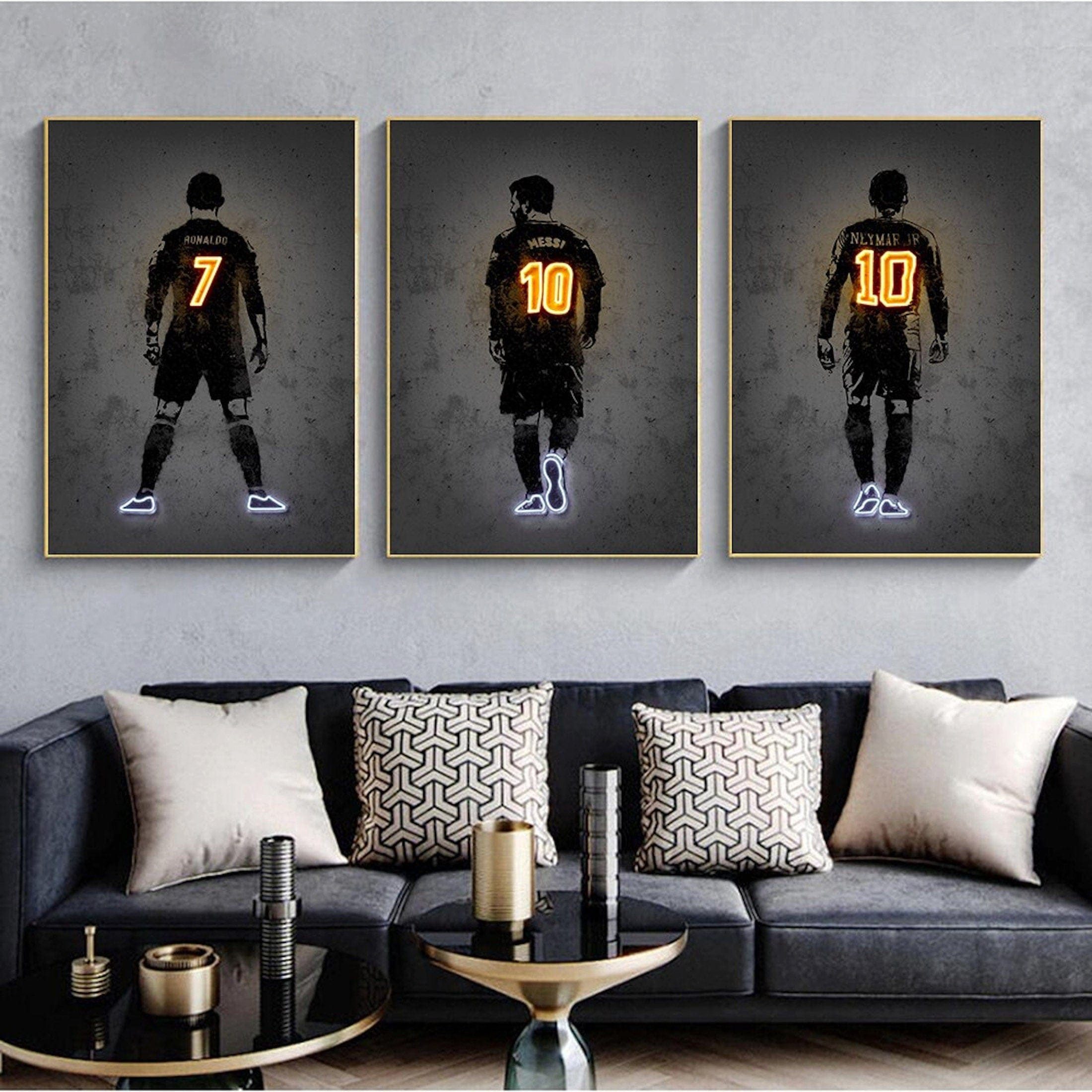 JUSTGOODMOOD Poster Fußball Lionel Messi Nummer 10 Christiano Ronaldo 7 und Neymar Jr 10 m, Messi (1 St)