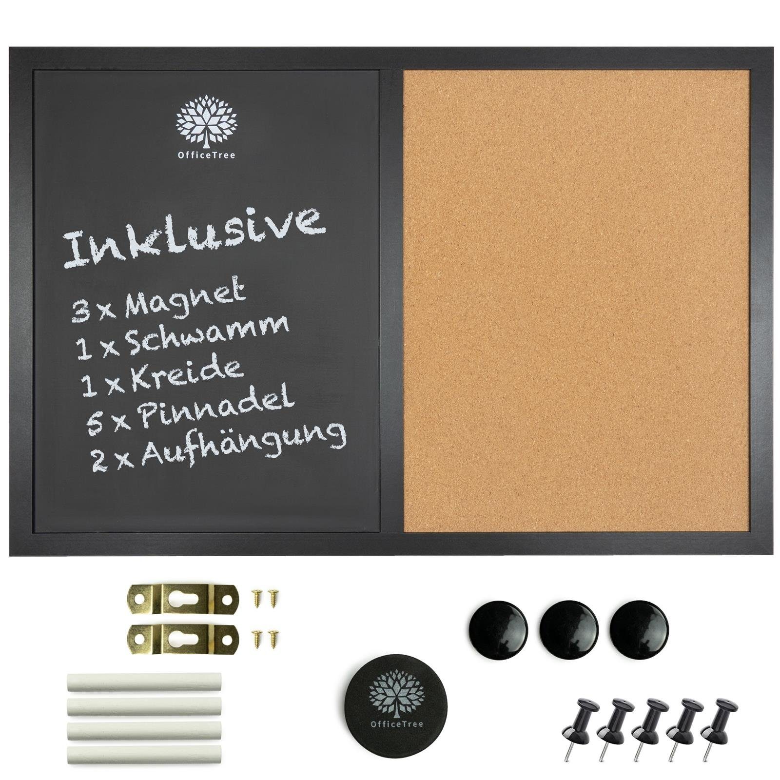 OfficeTree Wandtafel Kombitafel, (Set), Tafel Korkwand Memoboard mit Zubehör