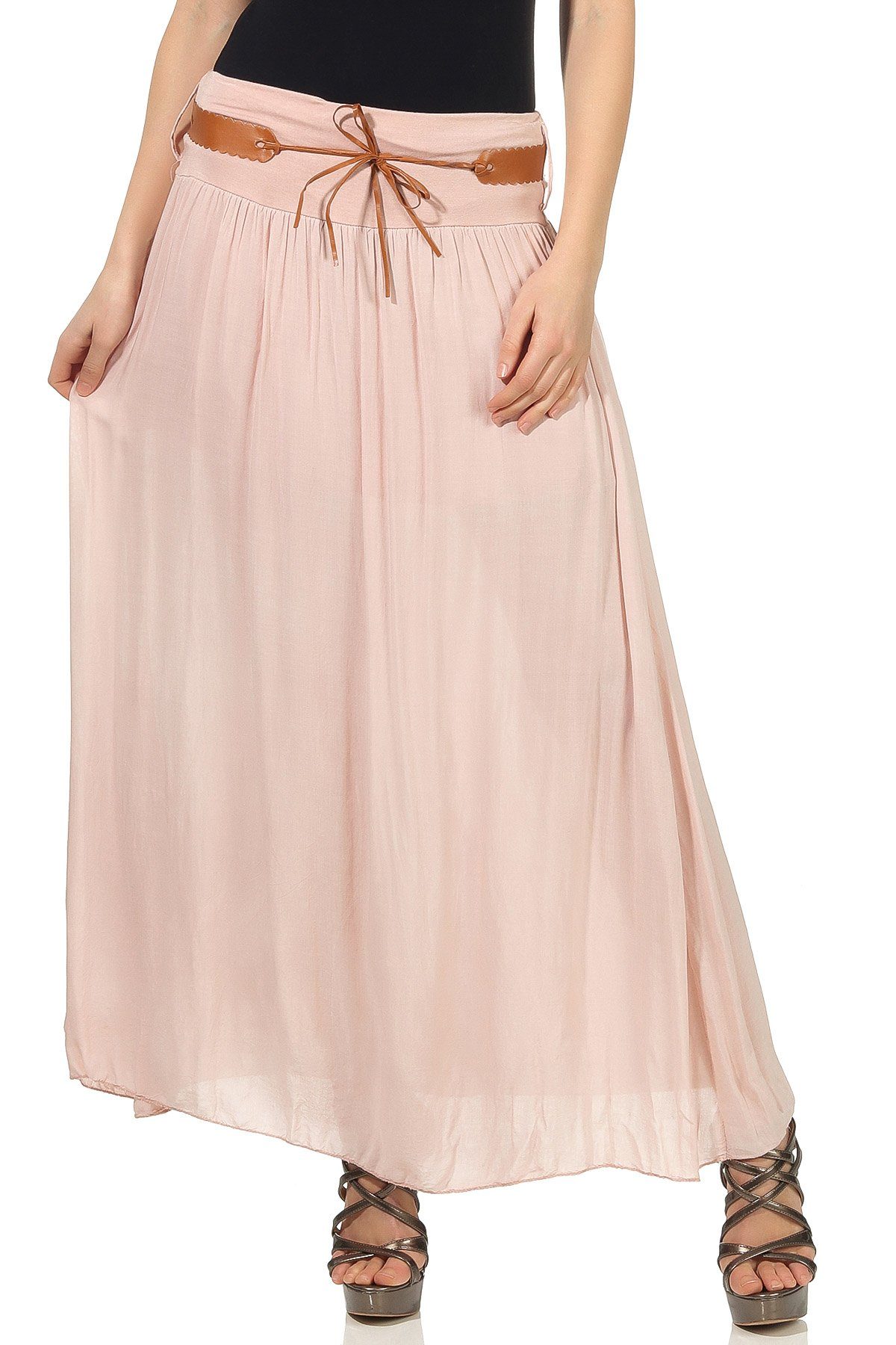 CLEO STYLE Maxirock Damen Rock 102 Rosa