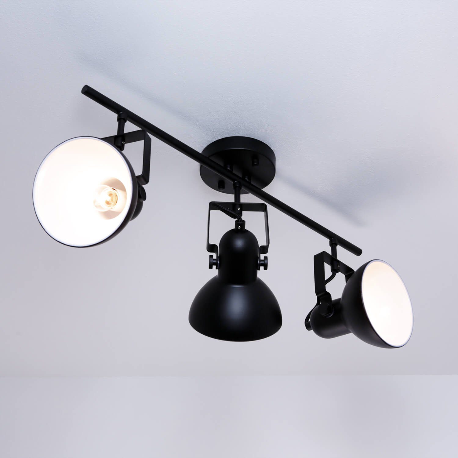 Lampe Metall Schwarz Licht-Erlebnisse verstellbar Spot Leuchtmittel, DALLAS, Retro ohne Deckenstrahler Deckenstrahler