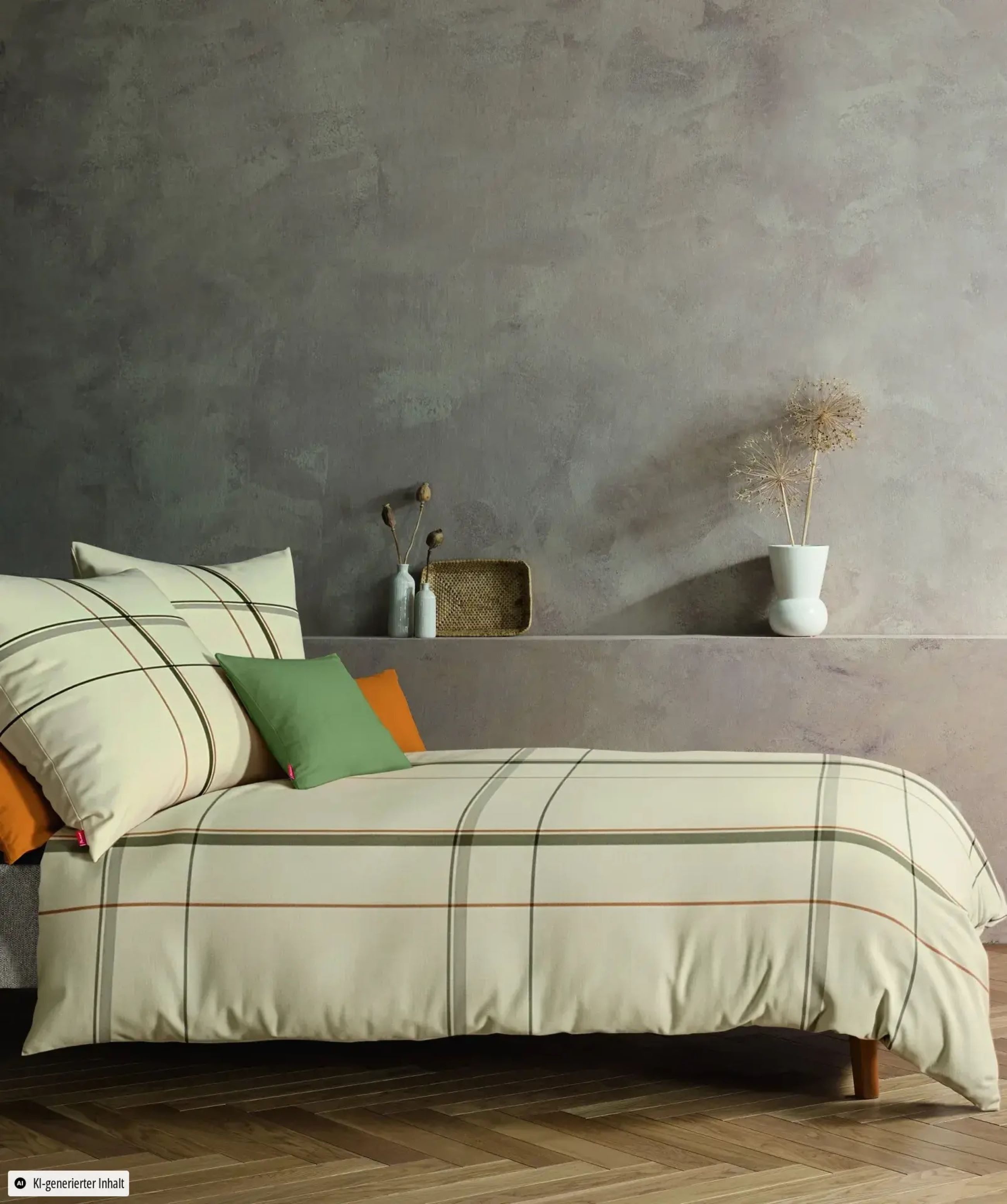 fleuresse Bettwäsche Fleuresse Lech Edelflanell Bettwäsche 155x220 Karo Streifen creme, Flanell, 2 teilig, traumhaft weicher Flor