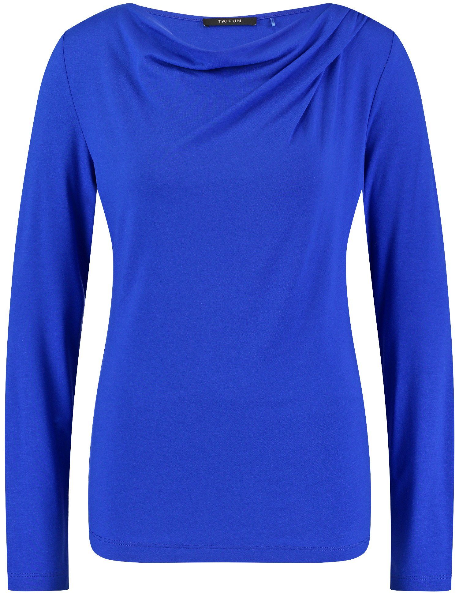 Taifun schmeichelndem Langarmshirt Ausschnitt Blue Langarmshirt mit Heather