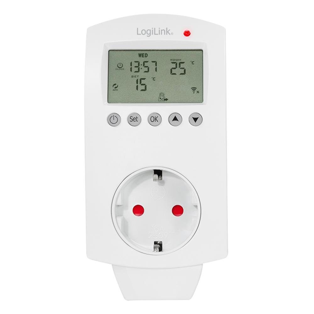 Thermostatsteckdose 1-fach LogiLink Home (CEE7/3) Smart Smart-Home-Steuerelement, Smart kompatibel Tuya Wi-Fi