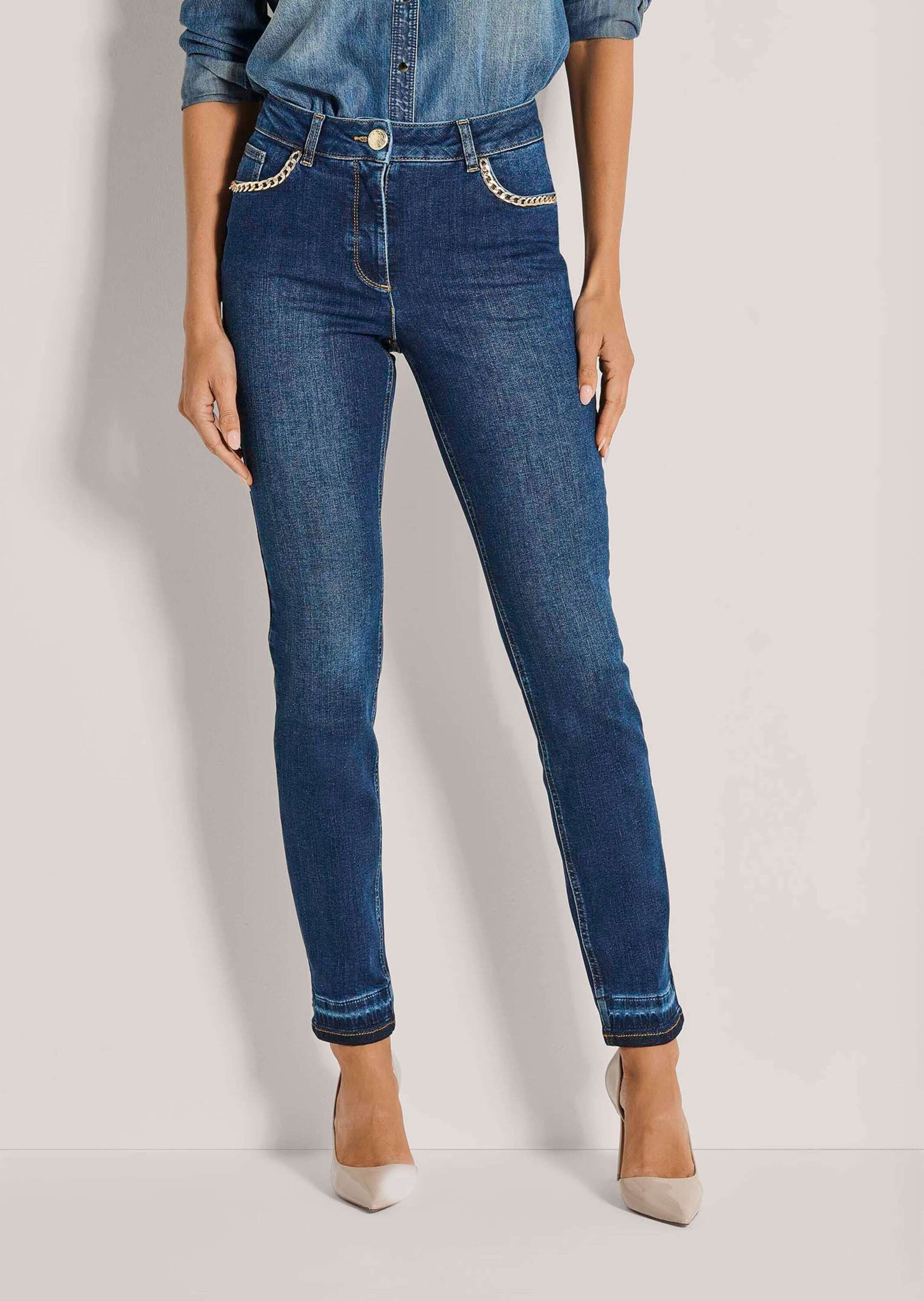 MADELEINE Gerade Jeans Slim Fit Jeans mit Kettendetails Schmale Five-Pocket günstig online kaufen