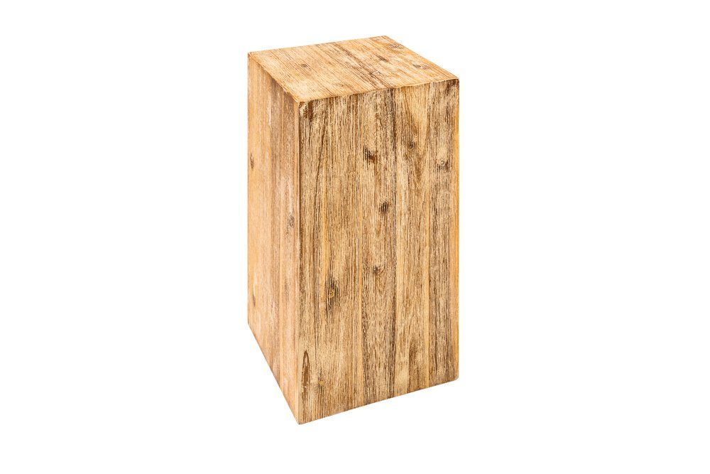 Massivholz COLUMNA Handarbeit Deko-Säule Beistelltisch gekälkt, 50cm teakgrau · riess-ambiente Akazie · natur · /