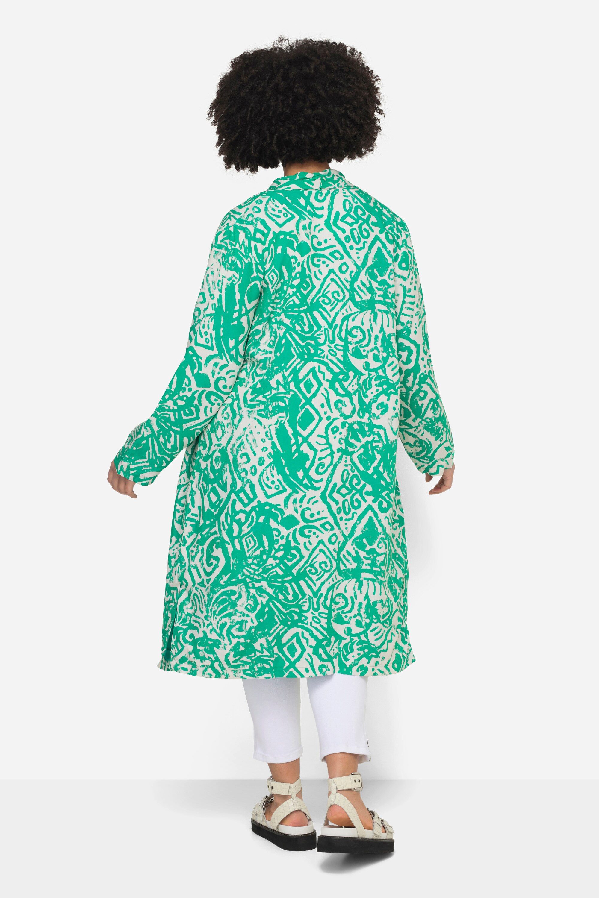 Angel of Style Tunika Kimono Alloverdruck offene Form weiter Langarm