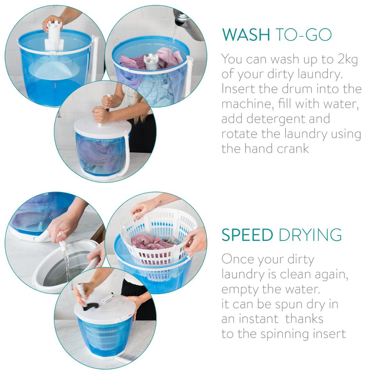 Navaris Waschbecken 2in1 Mini Waschmaschine und Schleuder - Camping Waschau günstig online kaufen