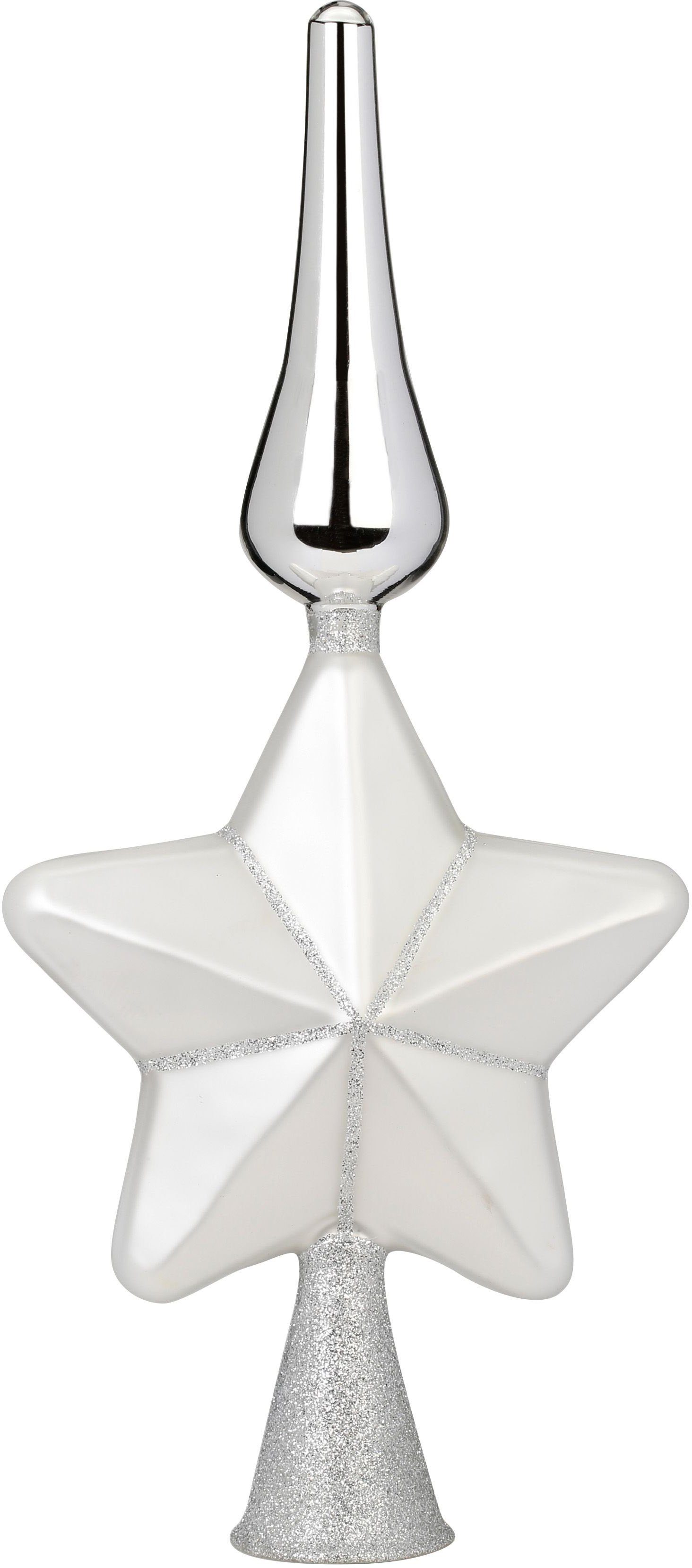 MAGIC by Inge Christbaumspitze Frosty Silver, Weihnachtsdeko, Christbaumschmuck (1-tlg), mit Stern, Höhe ca. 29 cm