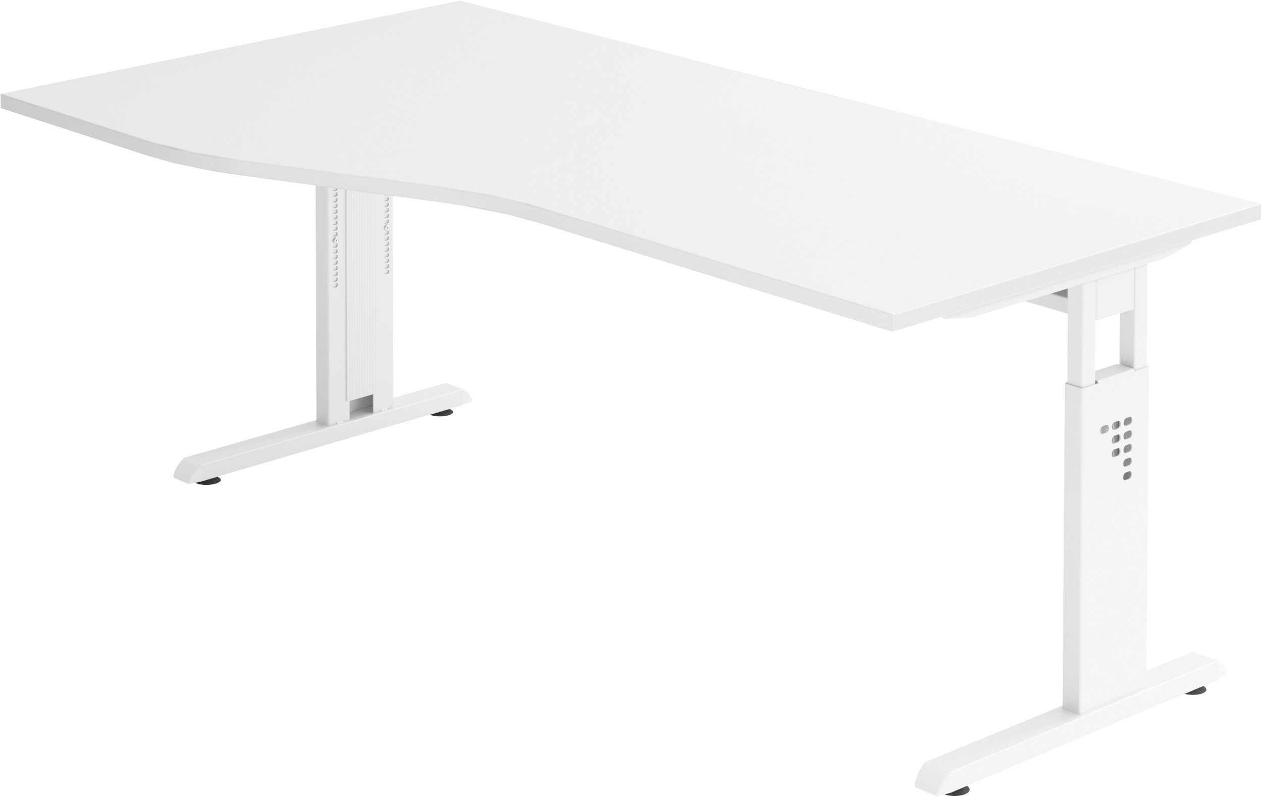 bümö Schreibtisch Schreibtisch Serie-O, Freiform: 180 x 100 cm - Dekor: Weiß - Gestell: Weiß