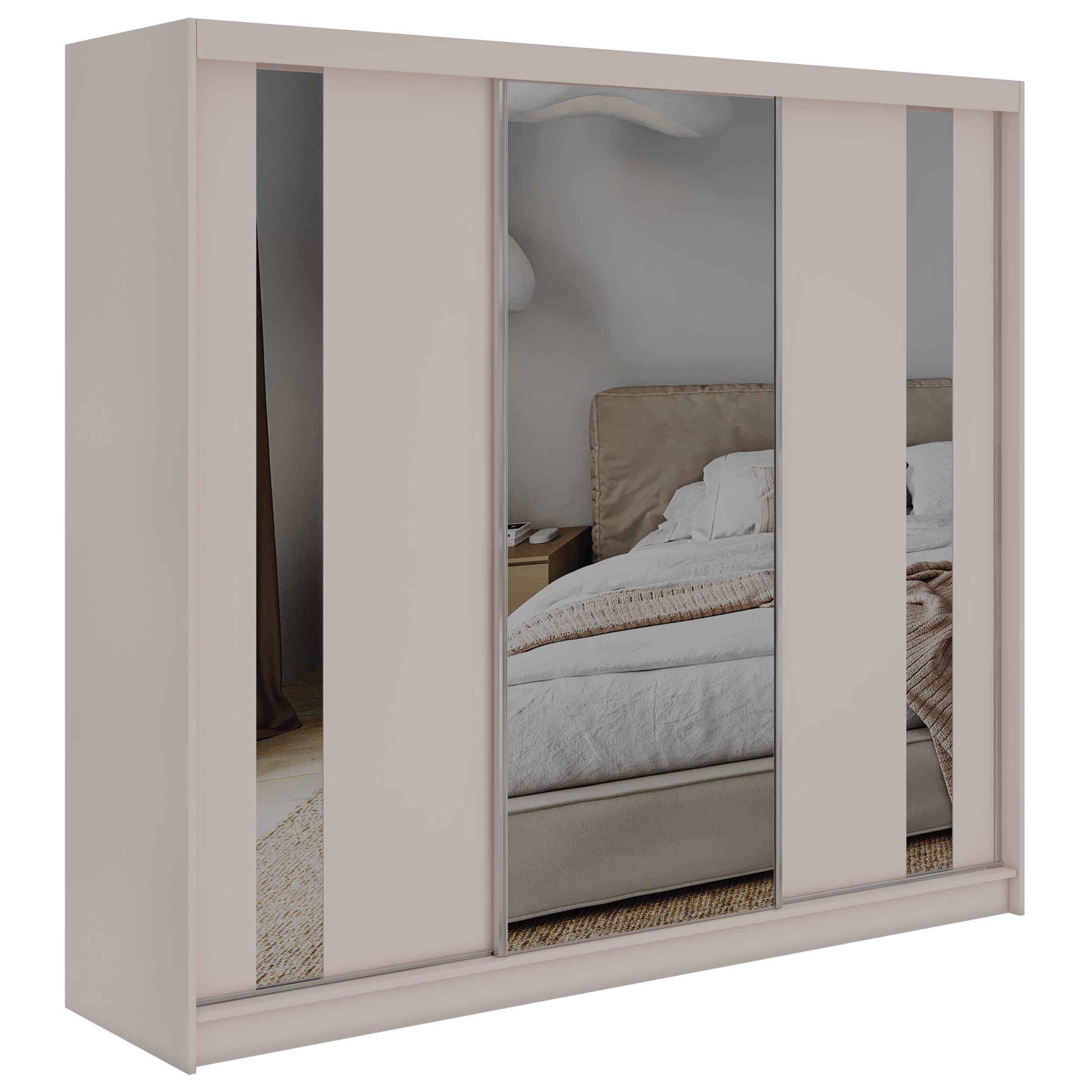 MKS MÖBEL Schiebetürenschrank GRECJA 240 (Set, Schwebetürenschrank, Ganzkörperspiegel) Spiegelschrank 240 cm, Kleiderschrank mit/ohne Schubladen – Bild 2 von 5