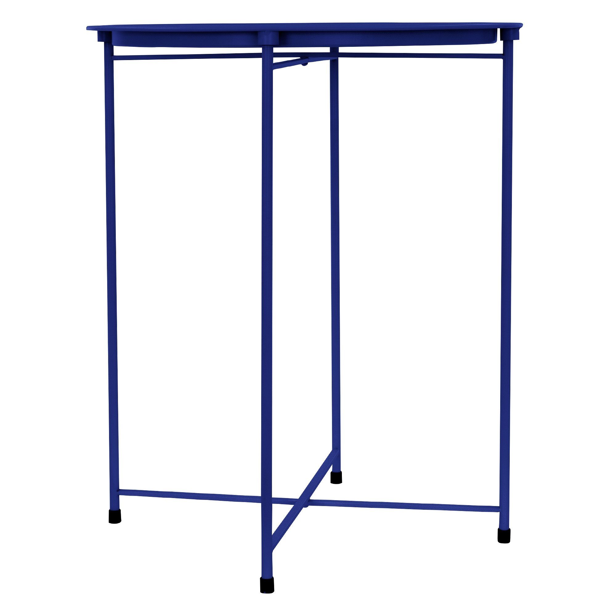 abnehmbares Blau Beistelltisch Sofatisch Rund Wohnzimmertisch Beistelltisch ML-DESIGN Ø43x52cm Kaffeetisch, klappbar Couchtisch Tablett Metall stabil