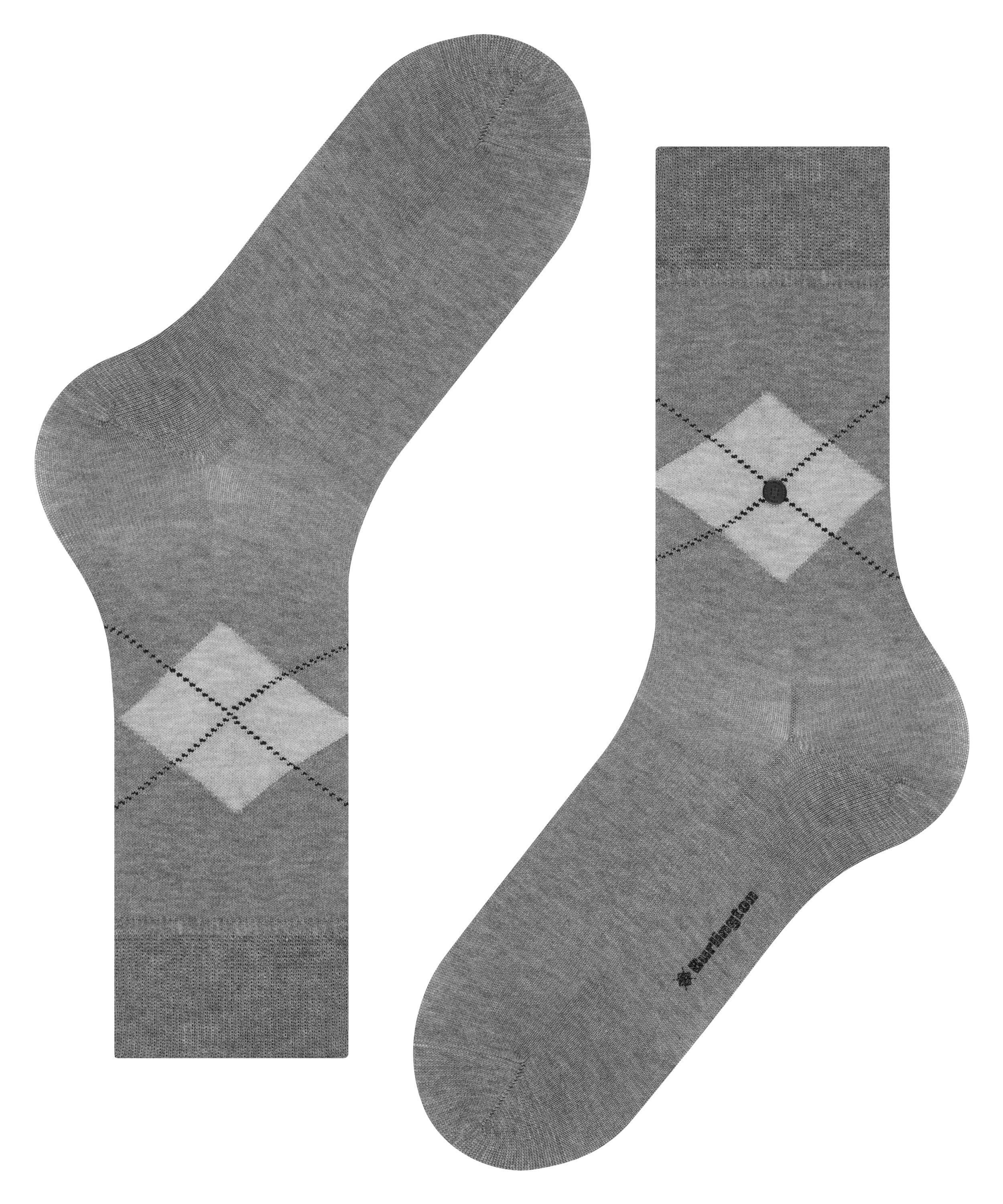 Socken (3165) mel. Black Burlington (1-Paar) Argyle steel