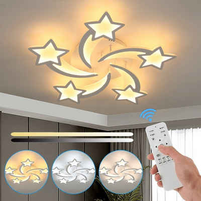 iscooter Deckenleuchte 30W Stern Deckenlampe LED Deckenleuchte Wohnzimmer Lampe Ø67cm, LED fest integriert, Moderne Lampen Schlafzimmer Dimmbar mit Fernbedienung