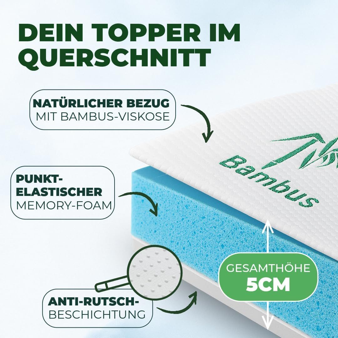 Welldora, Topper – Weich & Druckentlastend, für Harte Matratze, 5 cm hoch, günstig online kaufen