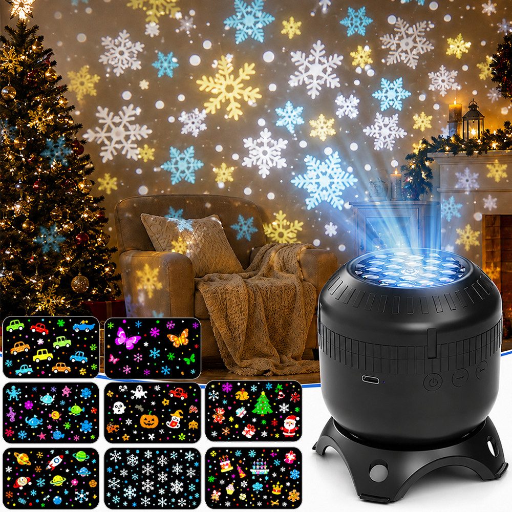 PRIISF Projektionslampe LED Sternenhimmel Projektor Kinder Nachtlicht Weihnachten Geschenke, USB Baby Einschlafhilfe Schlaflicht Nachttischlampe 360° Rotierend, LED-Projektionslampe für Geburtstag Halloween Xmas Kinderzimmer