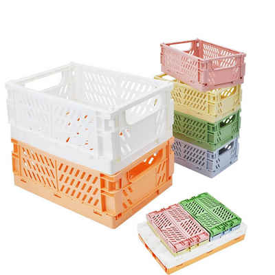 NUODWELL Aufbewahrungsbox 6 Stück Plastik Klappkiste, Mini Körbe Klappbox Stapelbare Organizer