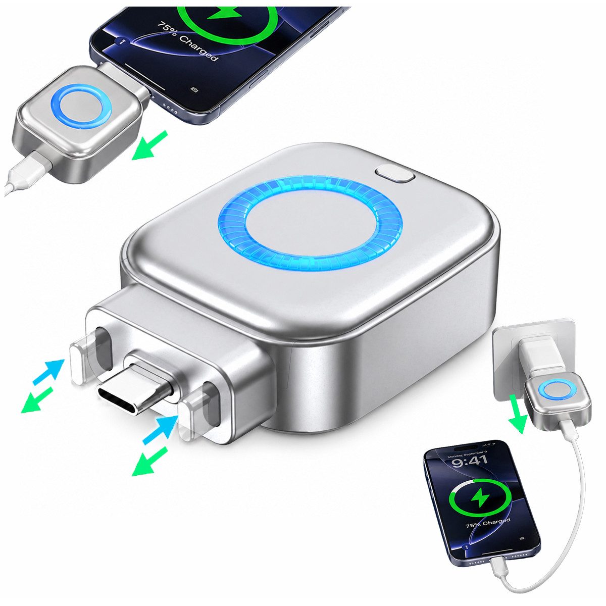 Vashoy Automatischer Lade-Trennstecker mit 140W Unterstützung Smartphone-Ladegerät (5000 mA, Physische Stromtrennung bei vollem Akku, KI-gesteuerter Schutz vor Überladung,Smartphones, Tablets und andere, Zwischenstecker für sicheres Nachtladen)