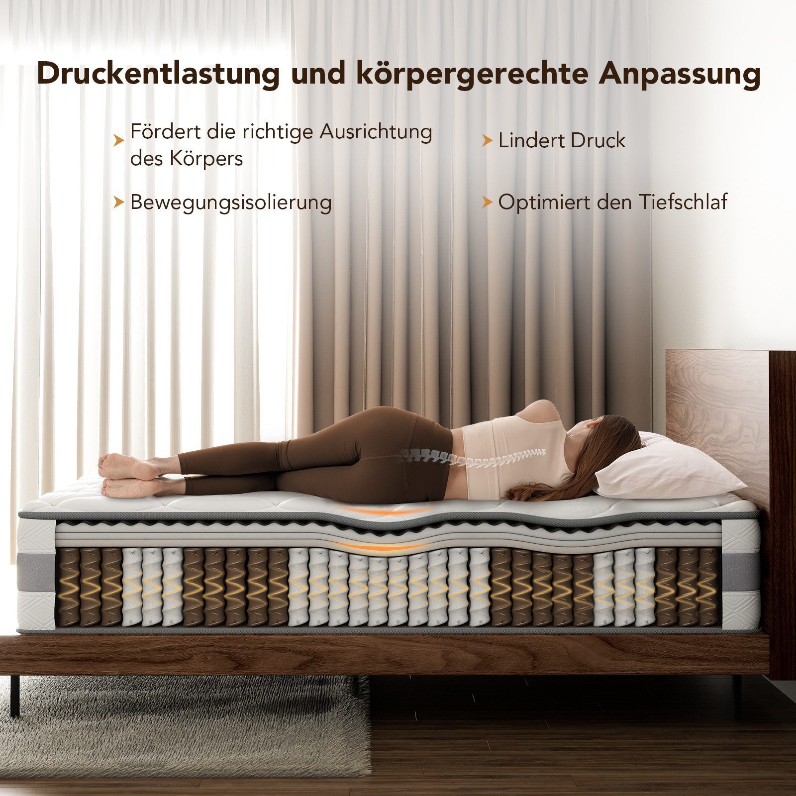 Taschenfederkernmatratze HOM Plus 7 Zonen Federkernmatratze, Luxus matratze, HOMAVO, 25 cm hoch, (Zertifizierte Qualität, passt sich dem Körper an und reduziert Druckpunkte), Doppelseitig erhältlich, orthopädisch