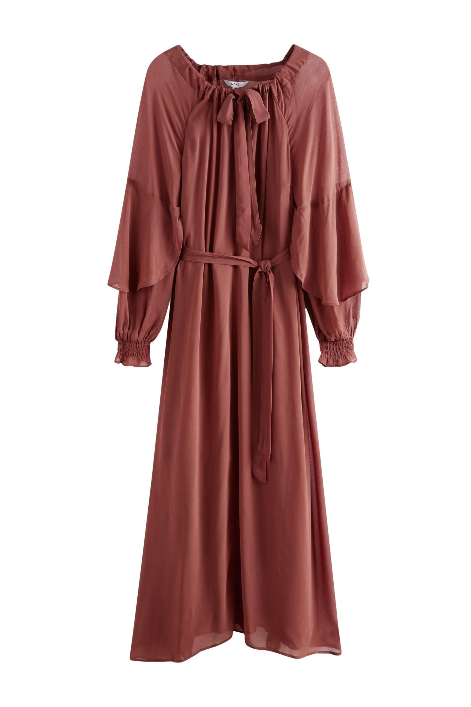 Maxikleid Maxikleid mit Volumenärmeln, Raffung