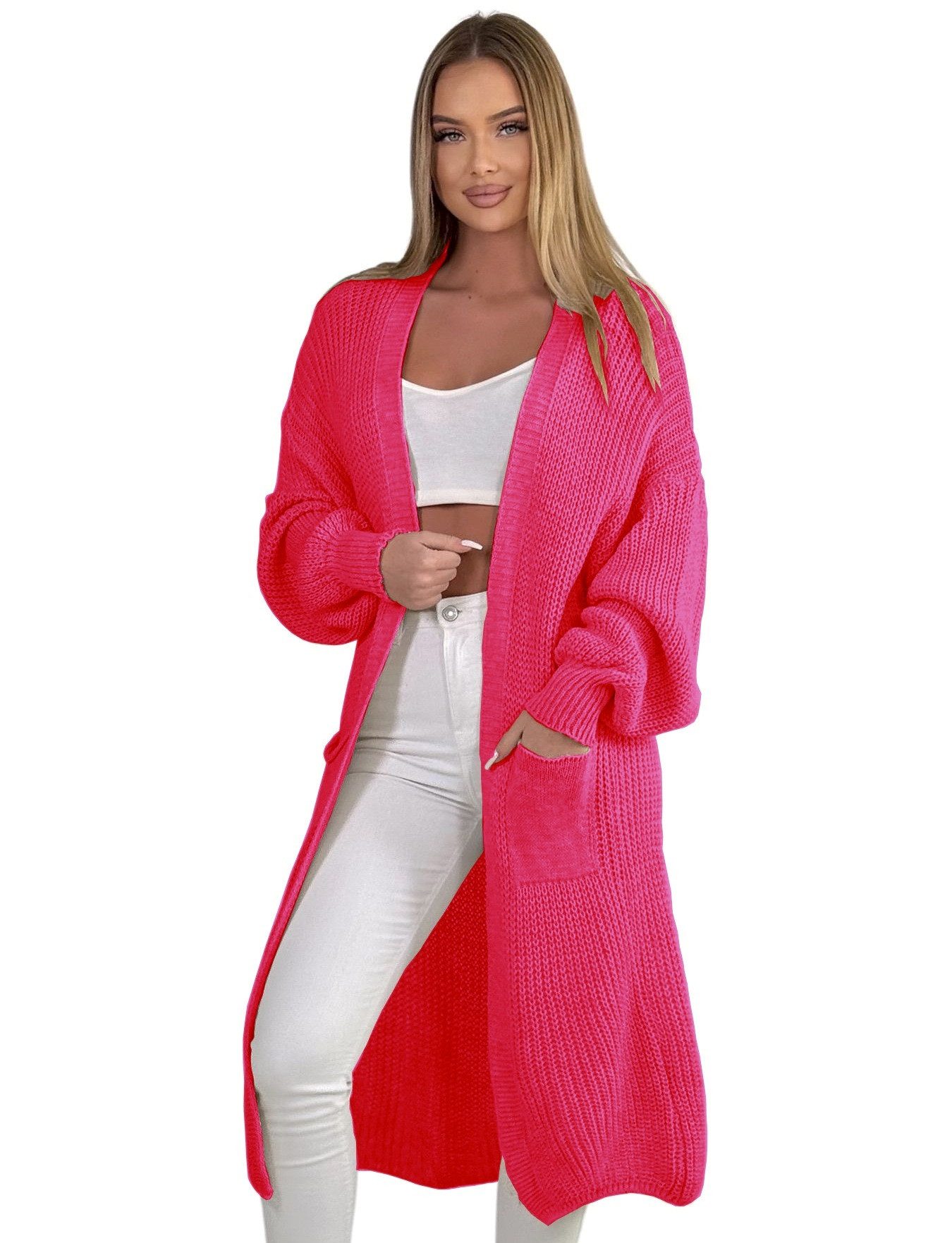 Mississhop Longstrickjacke Cardigan Longstrickjacke extra lange Strickjacke M. 384