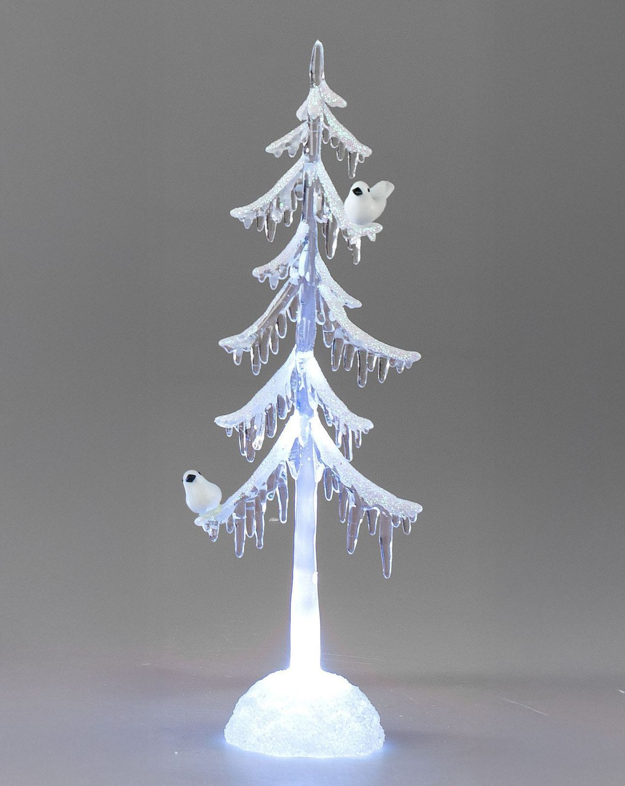 formano LED Dekolicht Weihnachtsbaum Acryl 45cm Dekobaum mit Licht & Vogel Herbst Winterdeko, LED fest integriert
