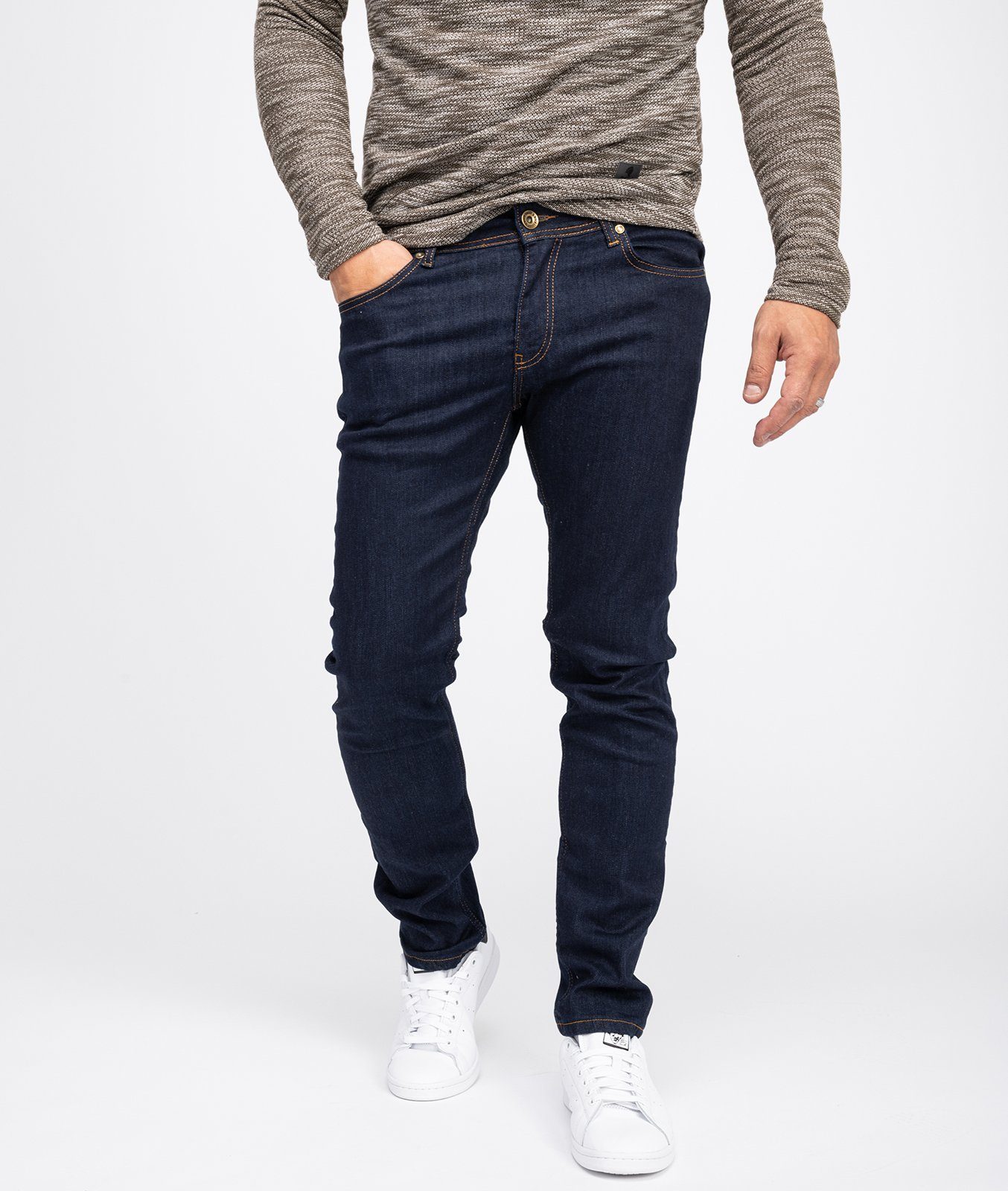 Slim-fit-Jeans Herren Jeans Slim Fit Dunkelblau RC-2137