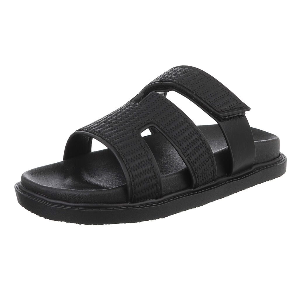 Ital-Design Bequeme Damen-Sandalen mit gepolsteter Innensohle Pantolette (90033093) Flach Pantoletten in Schwarz