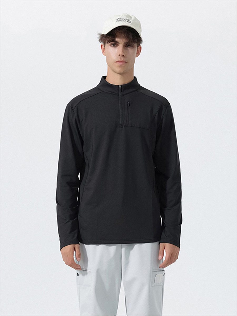 YOUTHUP Funktionsshirt Herren Stretch-Sportshirt mit Zipp-Polo-Kragen