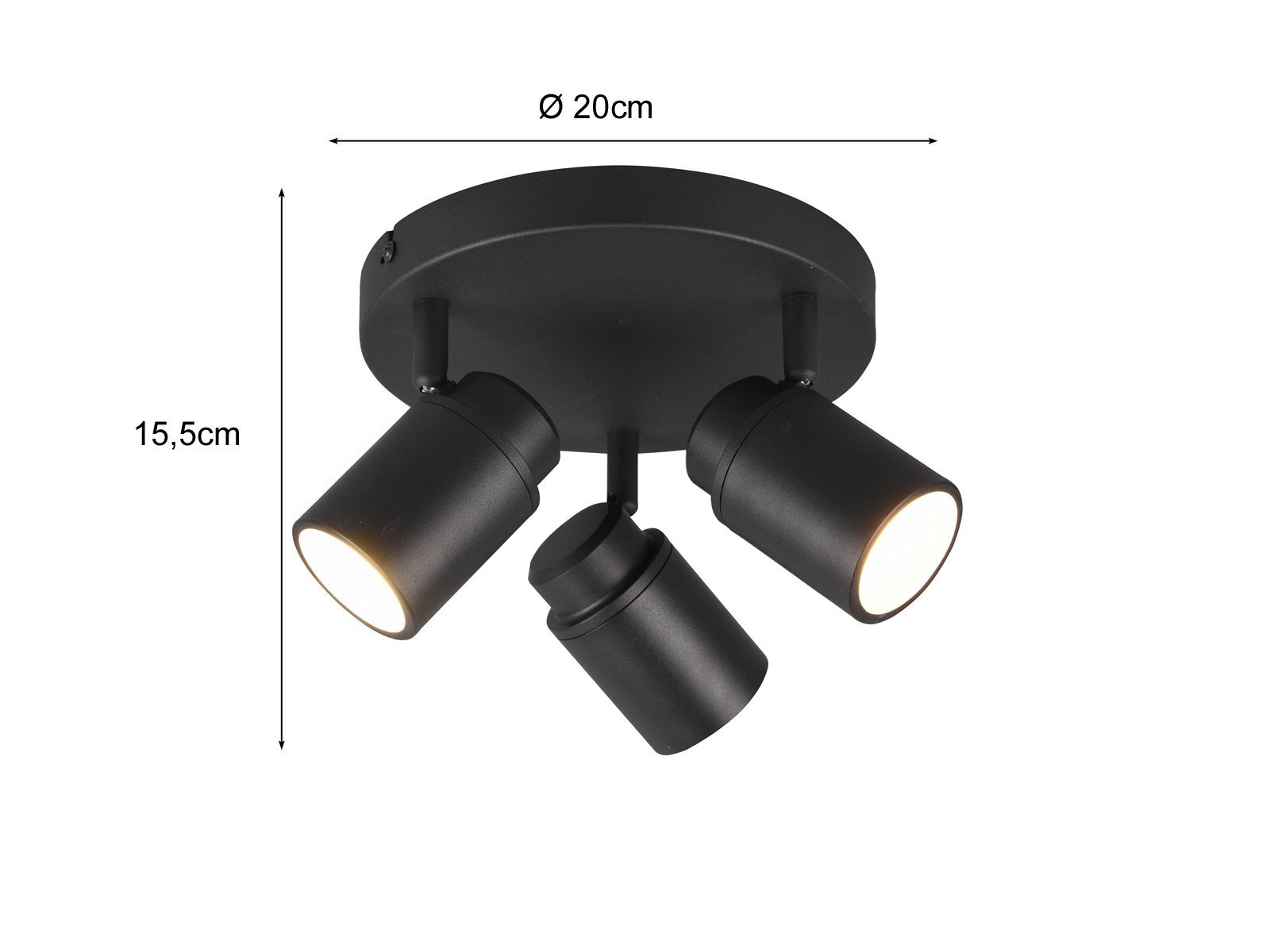 TRIO Leuchten LED Deckenstrahler, Dimmfunktion, LED wechselbar, Warmweiß, Badezimmer-lampen Decke, Bad-lampen für Gäste WC & Treppenhaus, Ø20cm