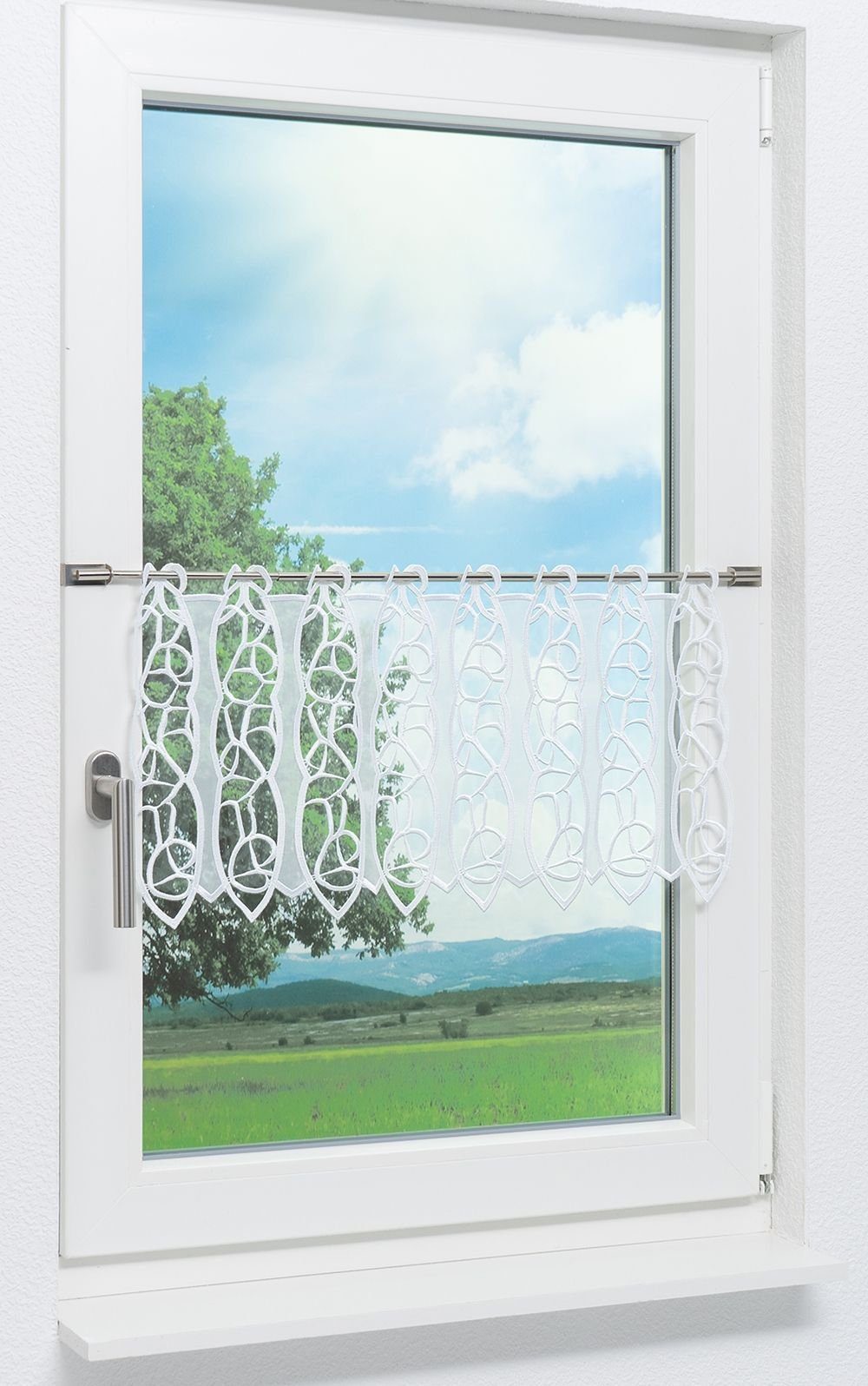 Plauener Spitze® Scheibengardine Loop (1 St), transparent, HxB 32x40.5cm günstig online kaufen