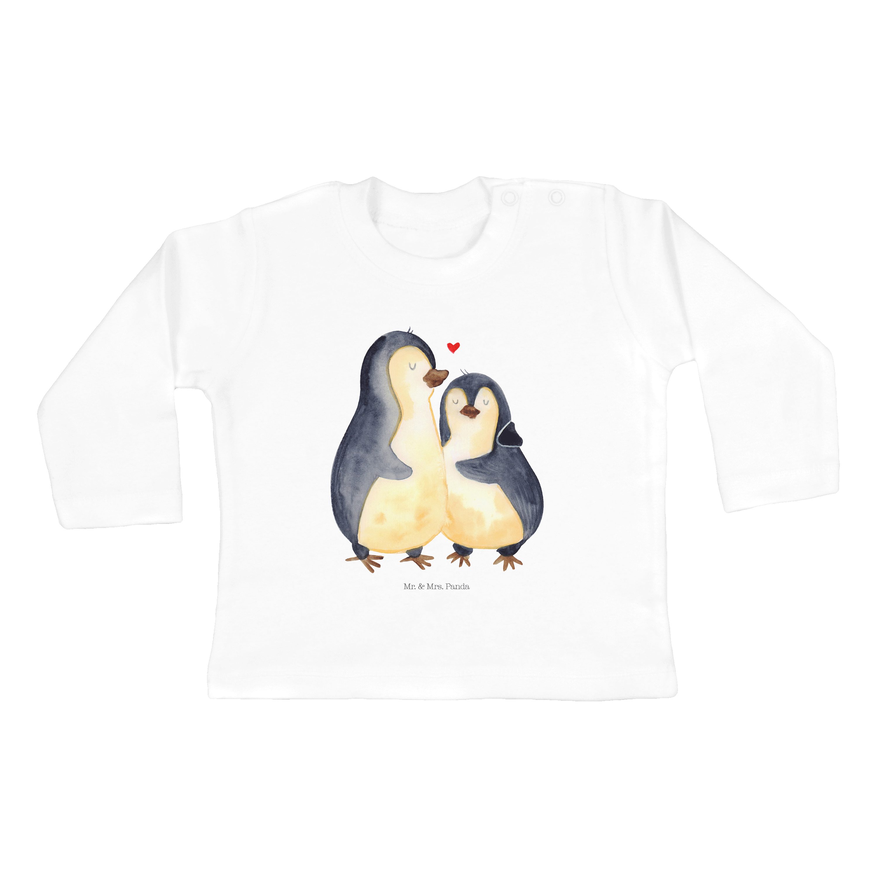 Mr. & Mrs. Panda Strampler Pinguin umarmend - Weiß - Geschenk, Jungen, Baby, Jahrestag, Paar, Um (1-tlg)