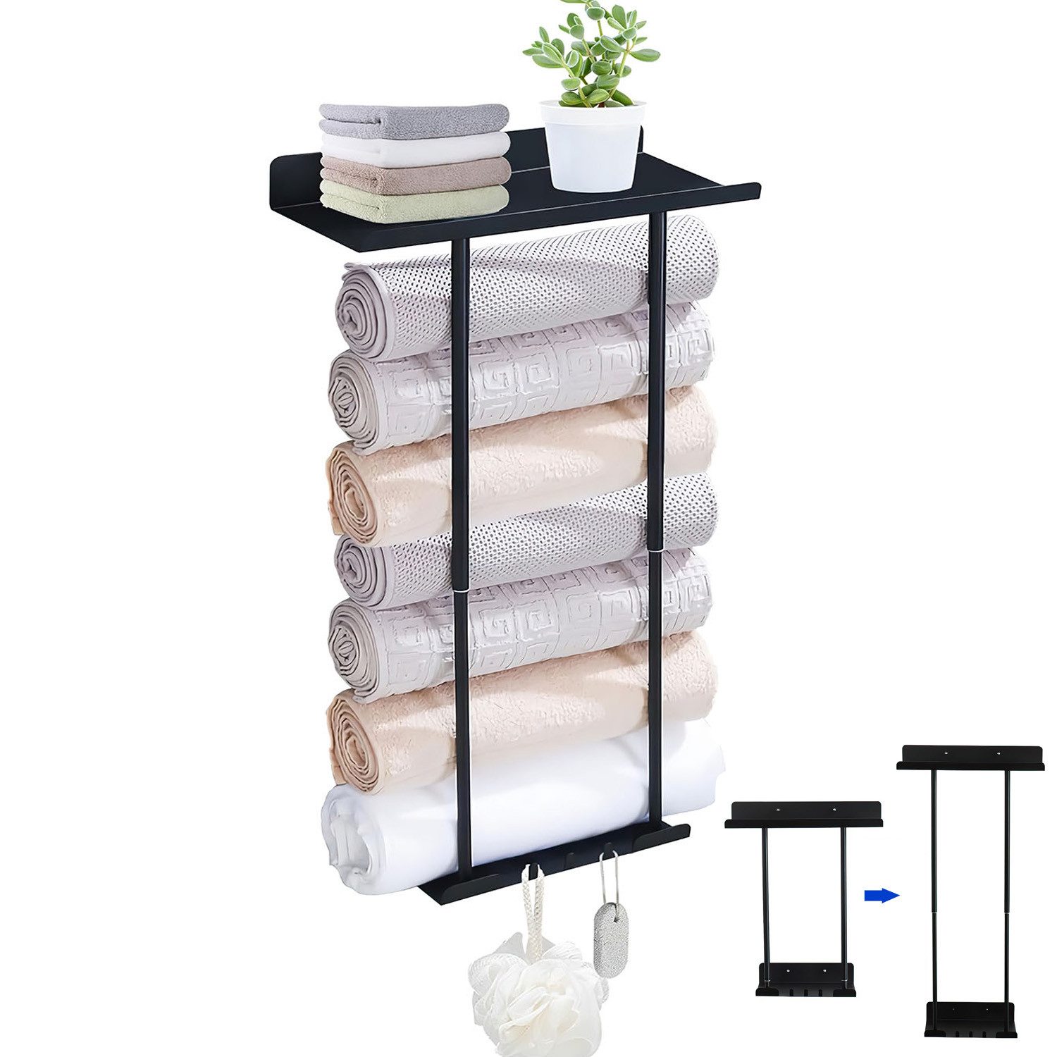 SURFOU Handtuchhalter Duschablage Ohne Bohren Ausziehbar Handtuchregal Selb günstig online kaufen