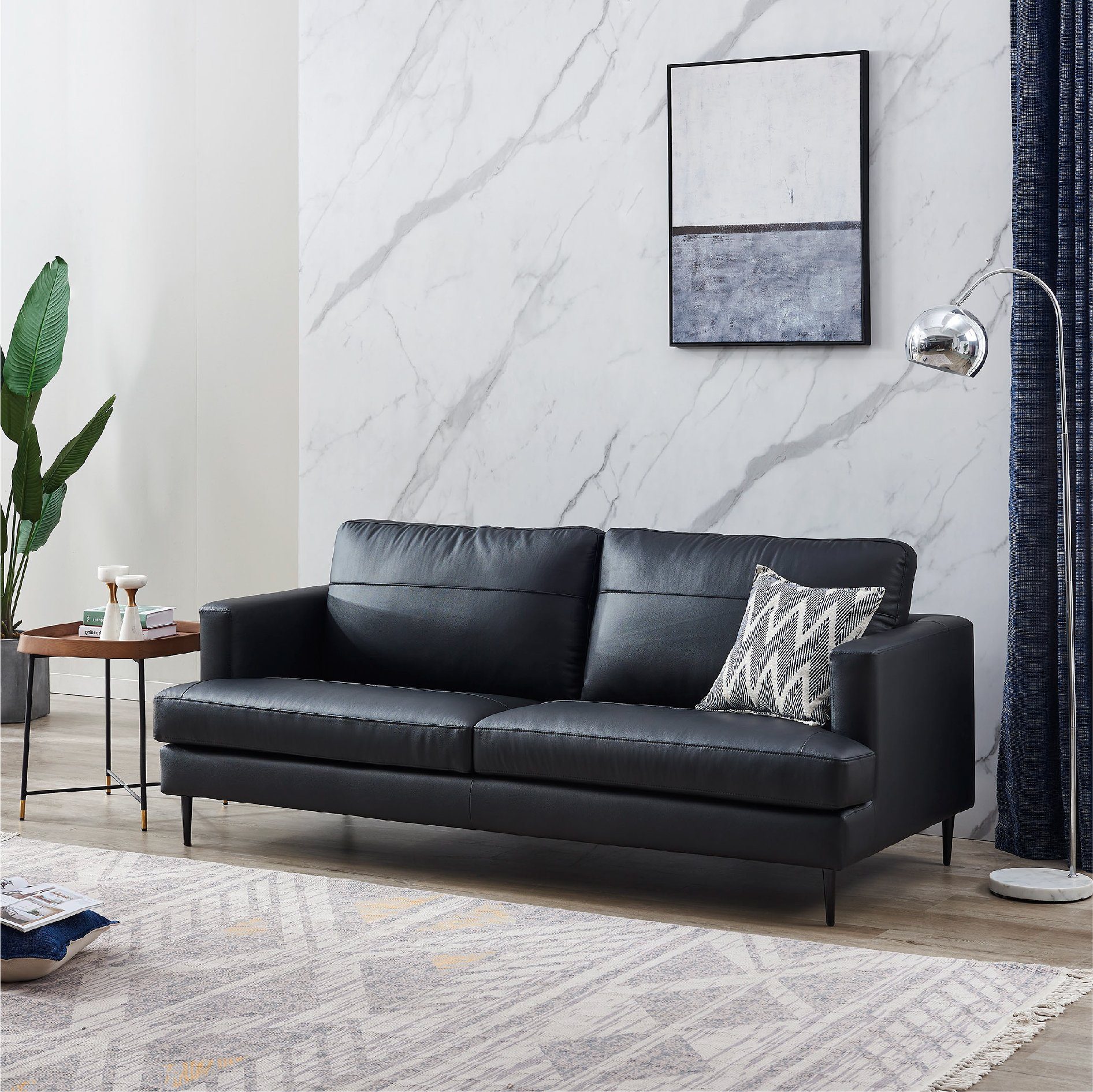 Minute, Montage Lager, Echtleder & Bestes Kissen, einer V6 möglich edel in auf Unternehmenskauf abnehmbare Preis-Leistungsverhältnis Anthrazit Lieferung Sofa schnelle Ledersofas Komfortbereich, im elegant S128, Design, für Metallfüße,