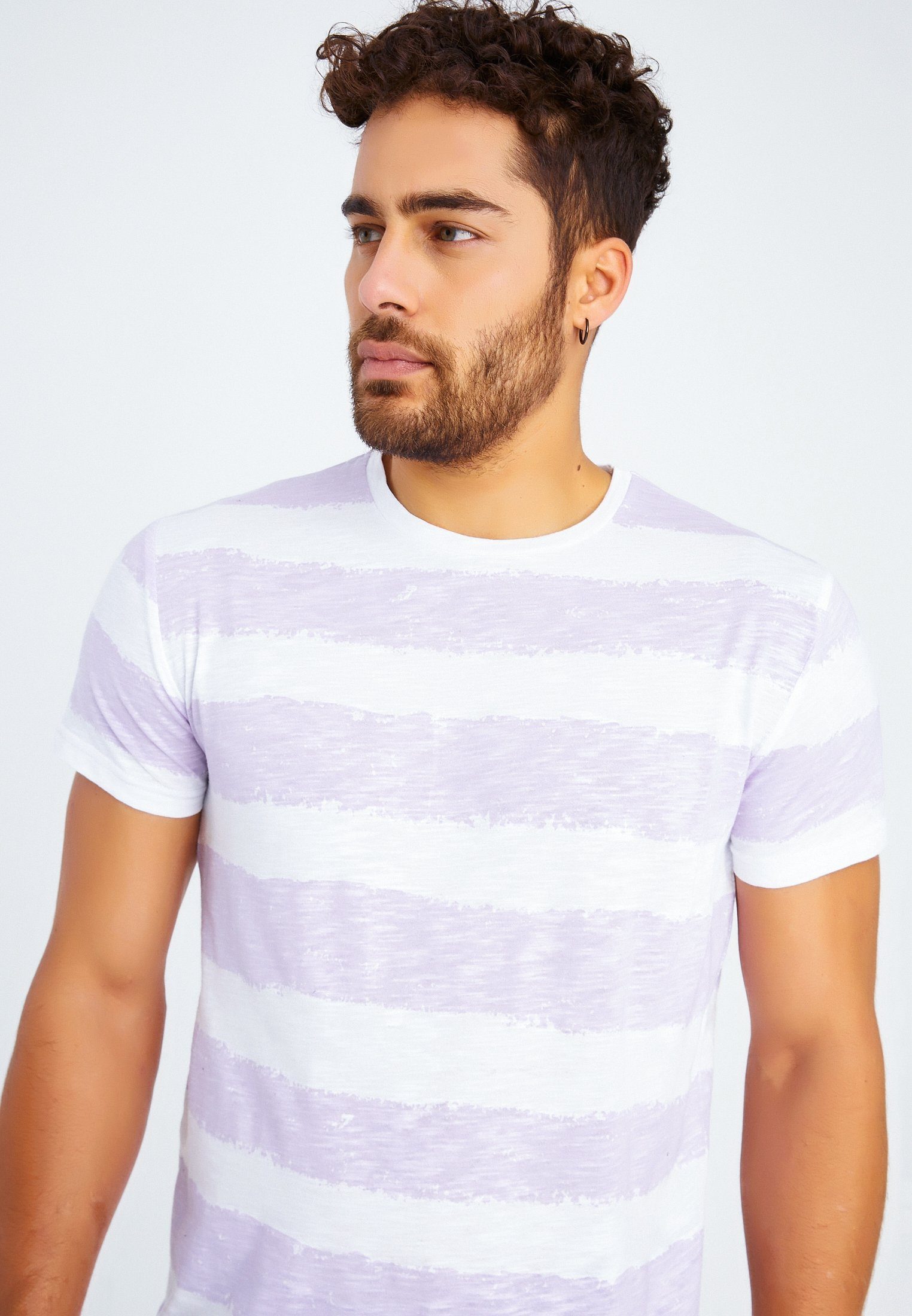 T-Shirt Leif Herren LN-8319 Nelson lila T-Shirt Rundhals