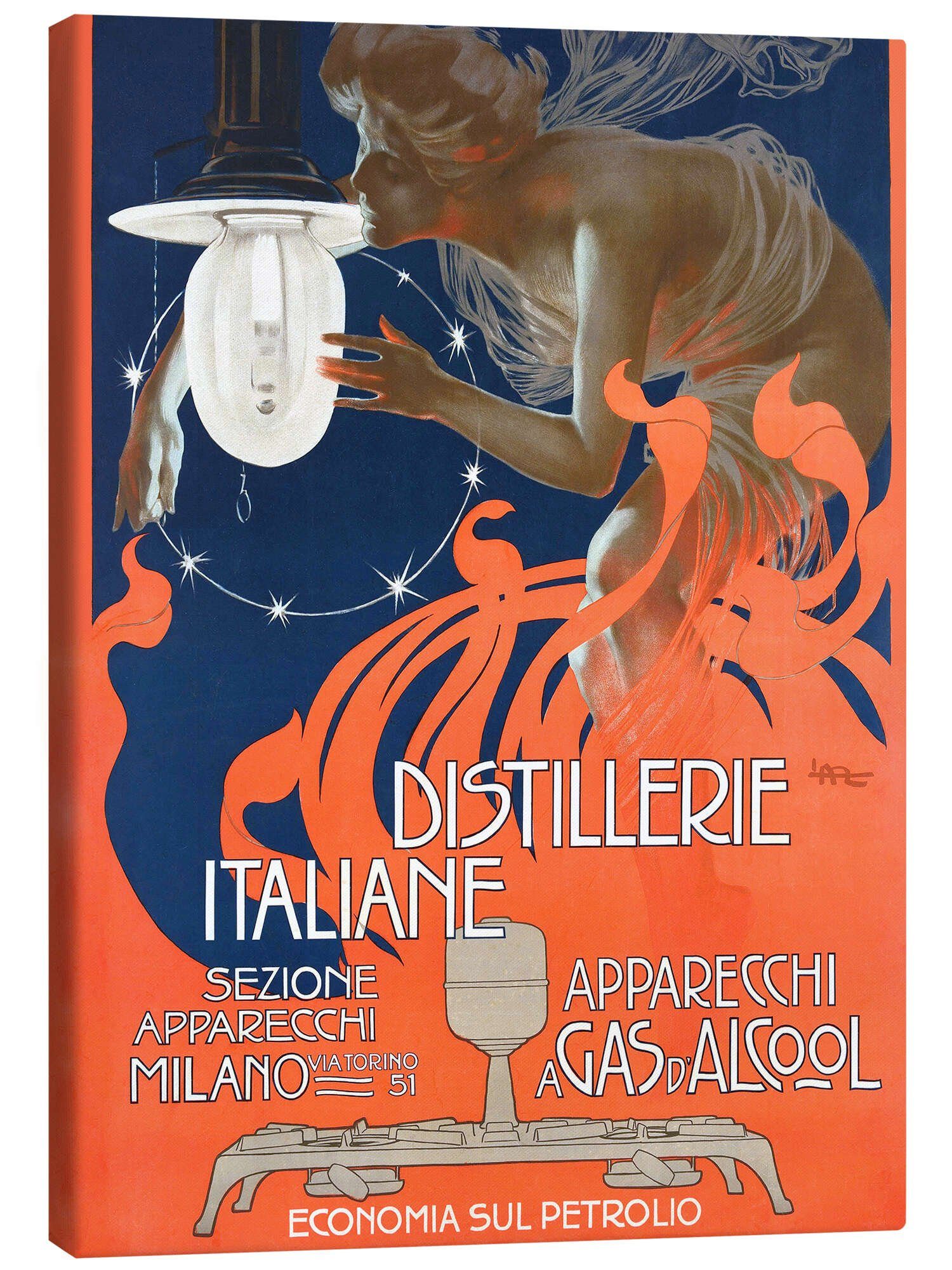Posterlounge Leinwandbild Leopoldo Metlicovitz, Italienische Destillerien (italienisch), Vintage Malerei