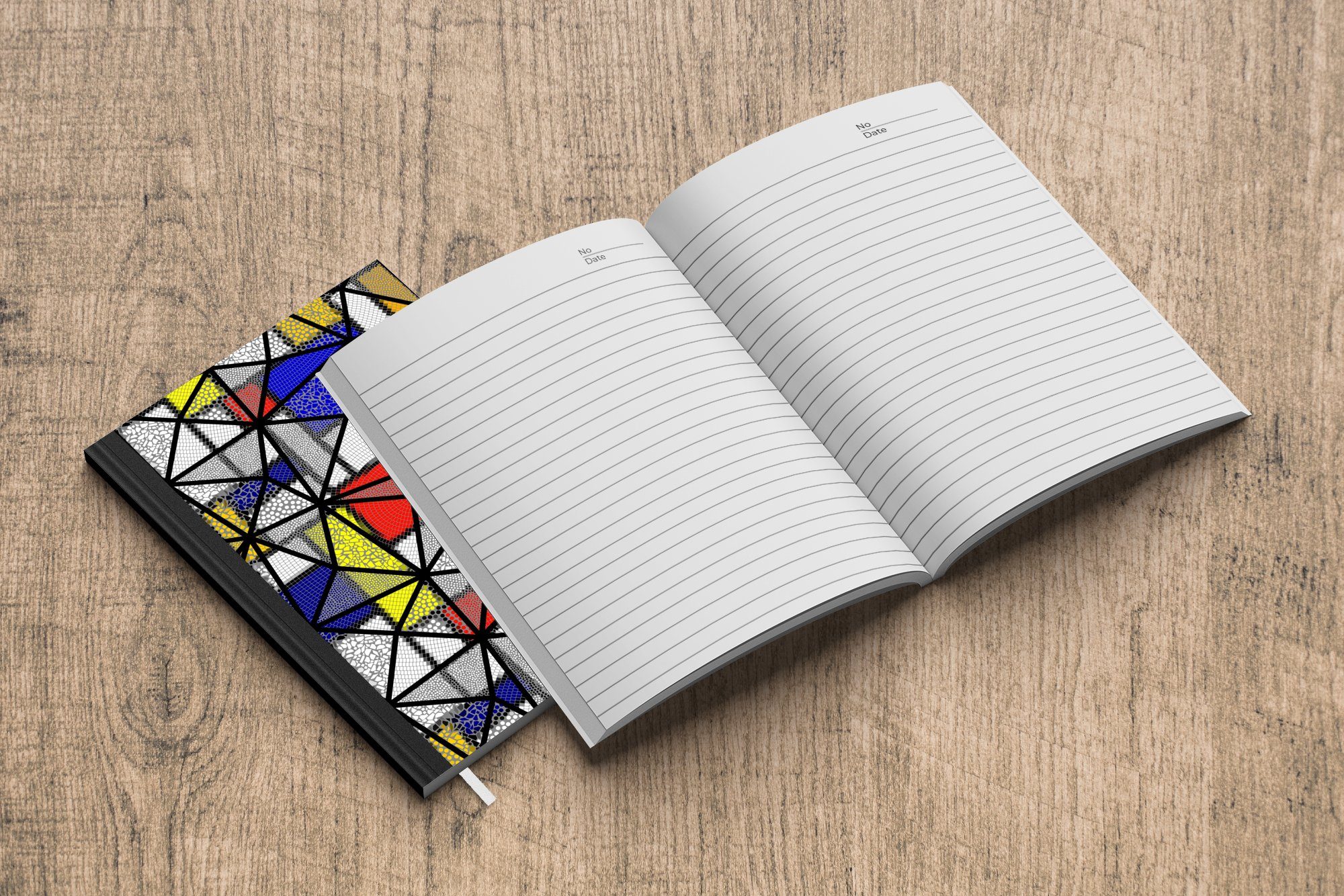 MuchoWow Notizbuch Mondrian - Tagebuch, 98 Journal, Seiten, Haushaltsbuch Muster, A5, Abstrakt - Notizheft, Merkzettel