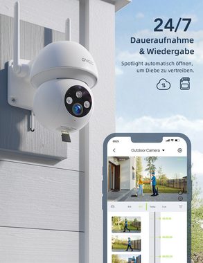 GNCC Außenbereich WLAN Überwachungskamera (AuBenbereich, 6 x 850 nm Infrarotlicht, 2K, Farb-Nachtsicht, Porträterkennung, Bewegungsverfolgung)