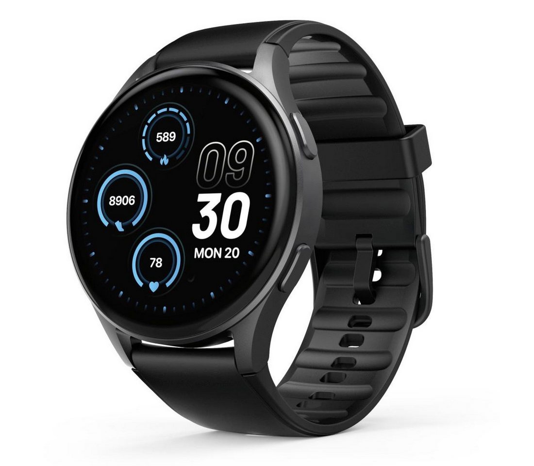 Hama Smartwatch 8900 (Telefonfunktion, GPS, wasserdicht IP68, Herzfrequenz) Smartwatch (3,63 cm/1,43 Zoll) grau|schwarz