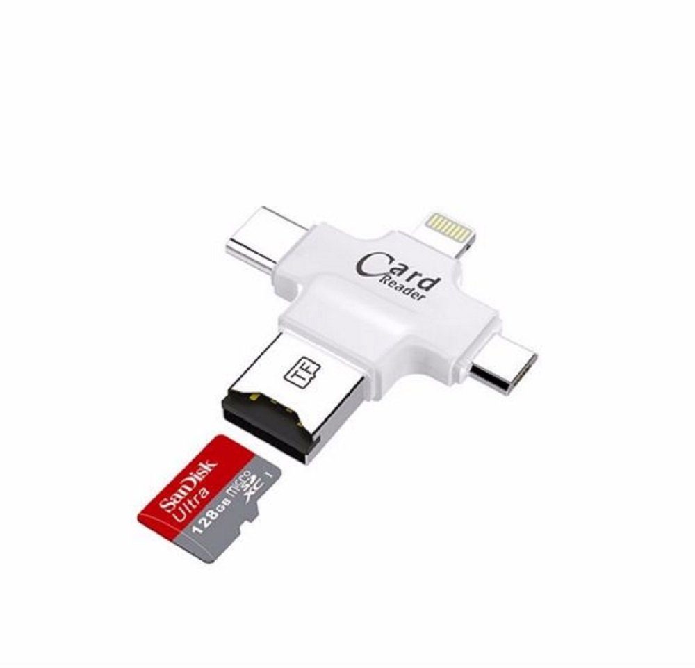 COFI 1453 Speicherkartenleser 4in1 Micro SD Kartenleser iPhone/Micro USB/Typ C Kartenlesegerät
