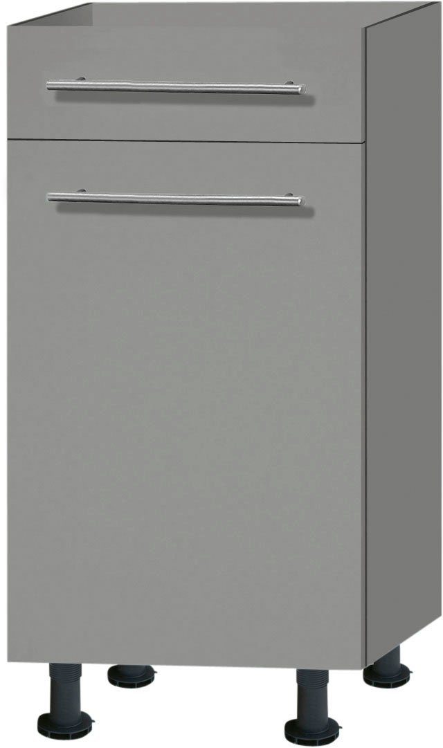 OPTIFIT Unterschrank Bern 40 cm breit, mit Tür und Schubkasten, mit höhenverstellbaren Füßen basaltgrau/basaltgrau | basaltgrau