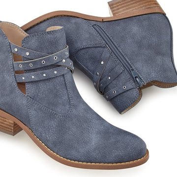 LASCANA Westernstiefelette Cowboy Boots, Ankle Stiefelette mit Zierbändern & Blockabsatz VEGAN