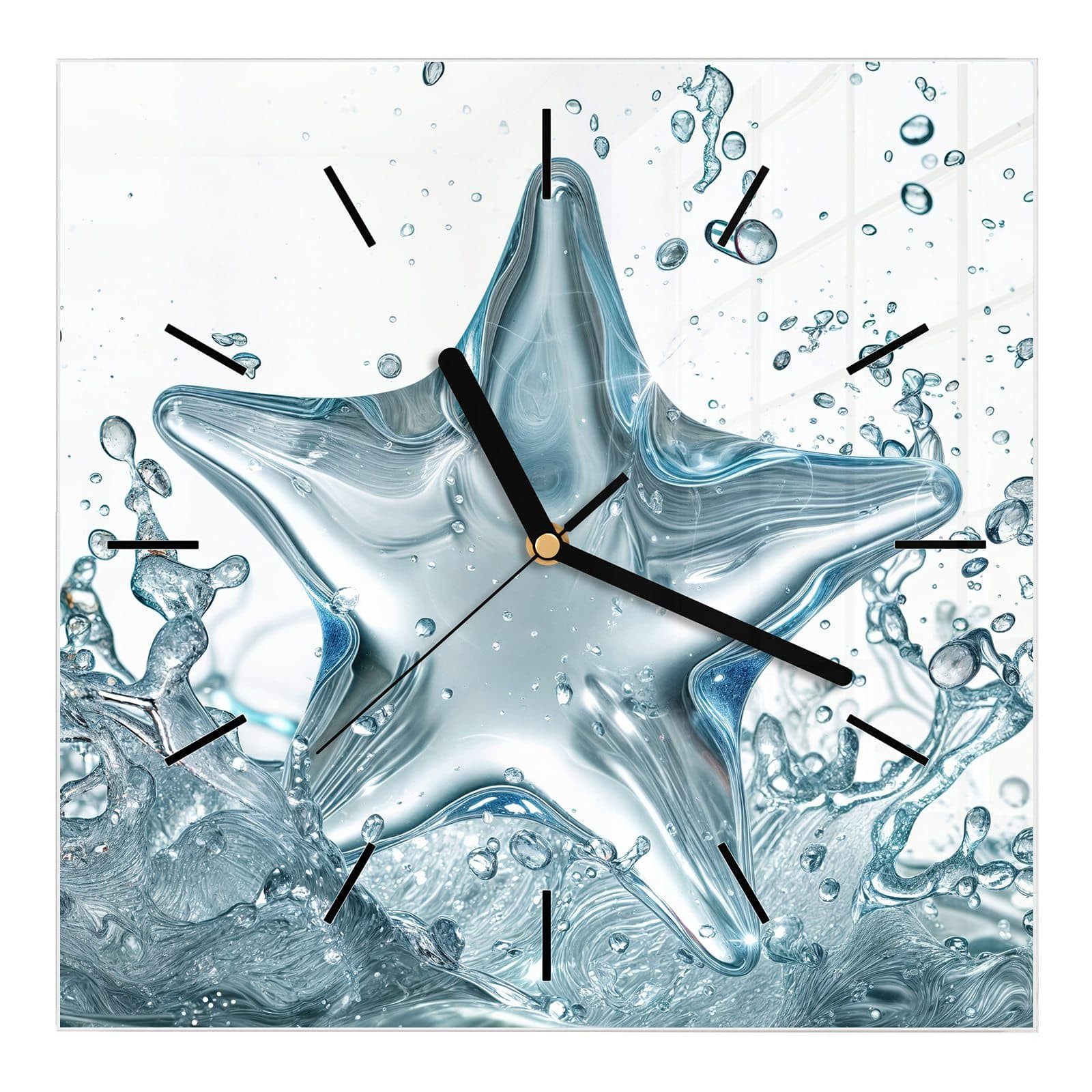 Wanduhr Glasuhr Wanduhr Wandkunst Größe 30 x 30 cm mit Motiv Sternspritzer