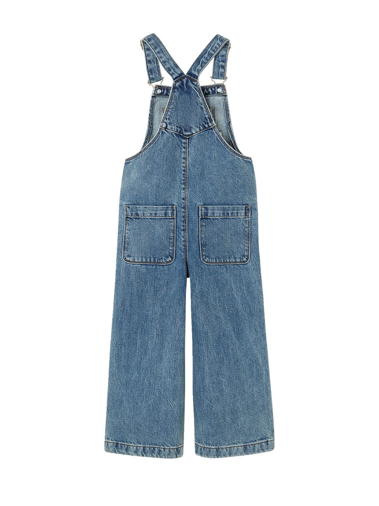 vertbaudet Jumpsuit Latzjeans mit Blumen-Stickerei Mädchen – Bild 2 von 5