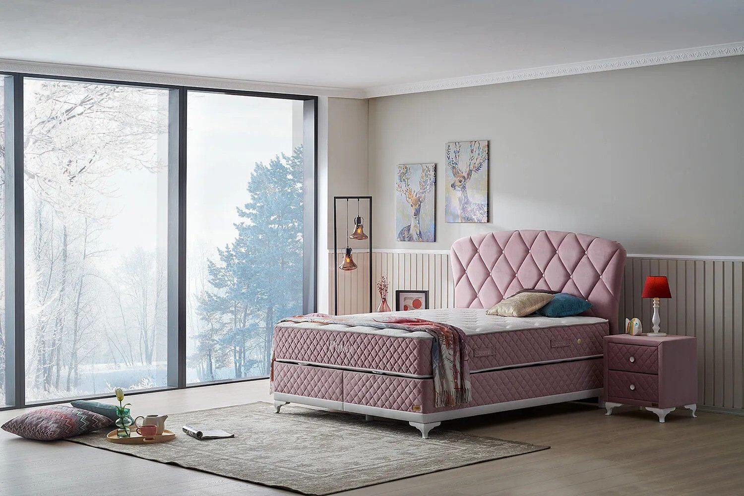 Bermo Home Boxspringbett Bambi Pinky Majestic (H3 (Mittelfest)