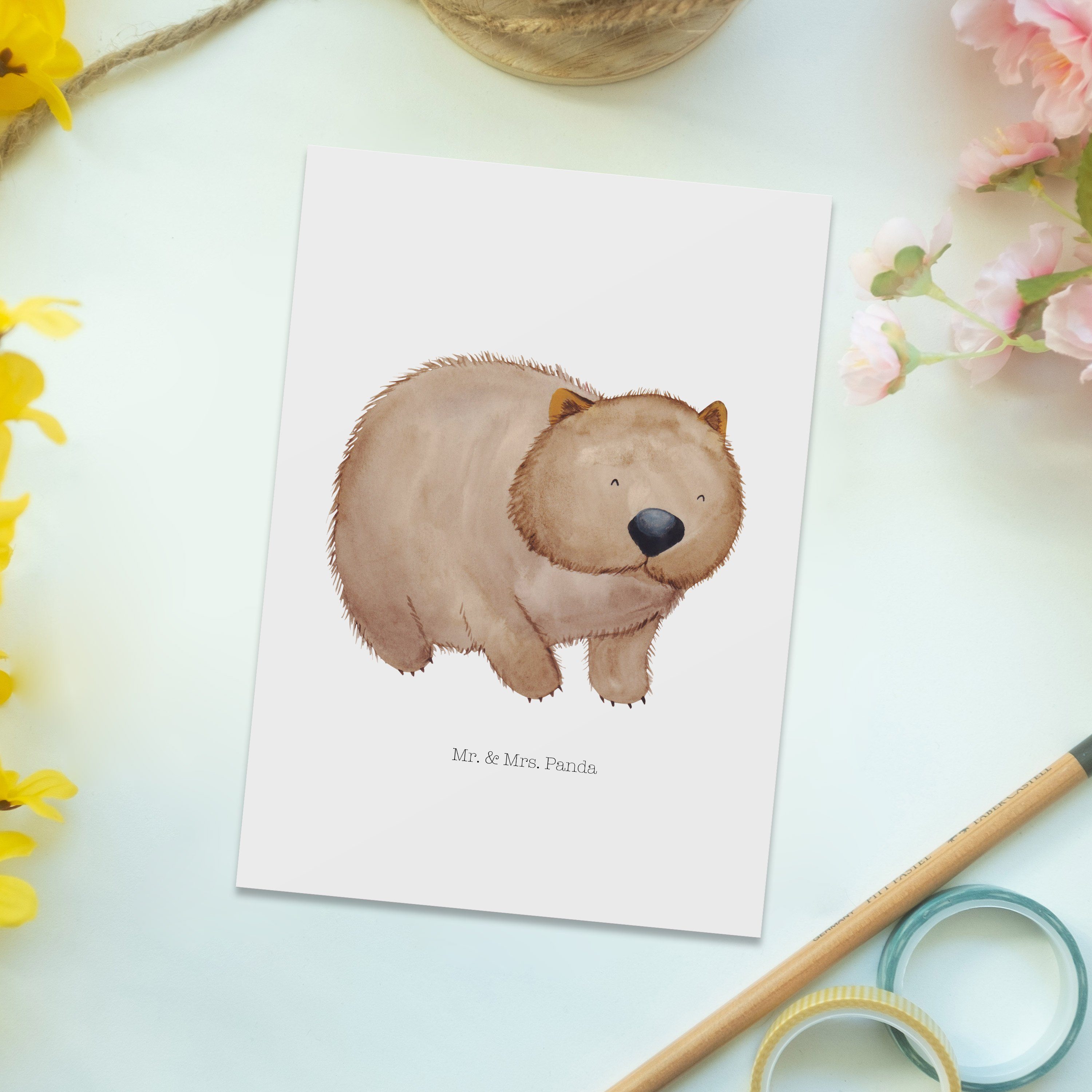- - Wombat Das Einladungskarte, Leben & Postkarte Panda Weiß lustige Mrs. Geschenk, Sprüche, Mr.