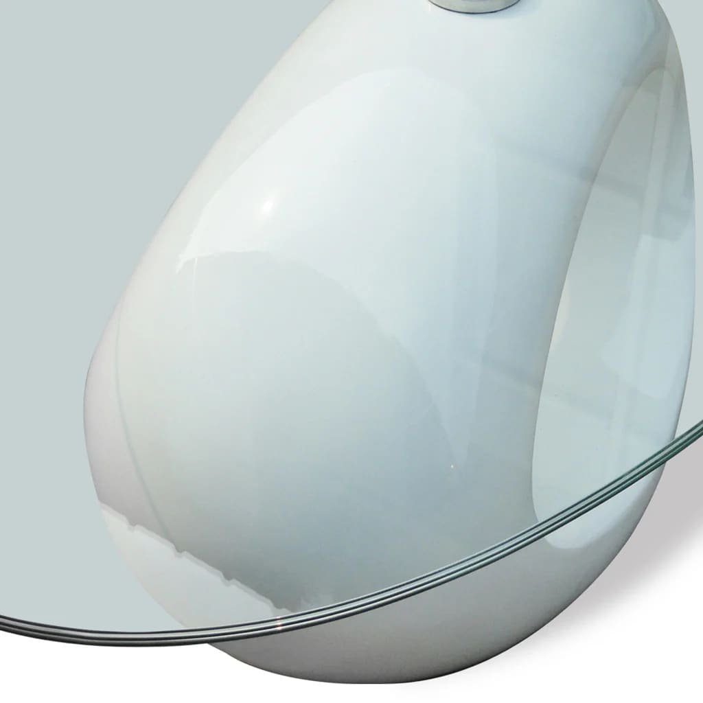 furnicato Couchtisch mit ovaler Weiß Hochglanz Glasplatte