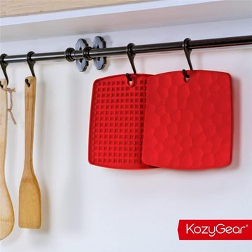 KozyGear Topflappen Silikon Untersetzer 2 Stück, Hitzebeständig, Rutschfest, abwaschbar, rot