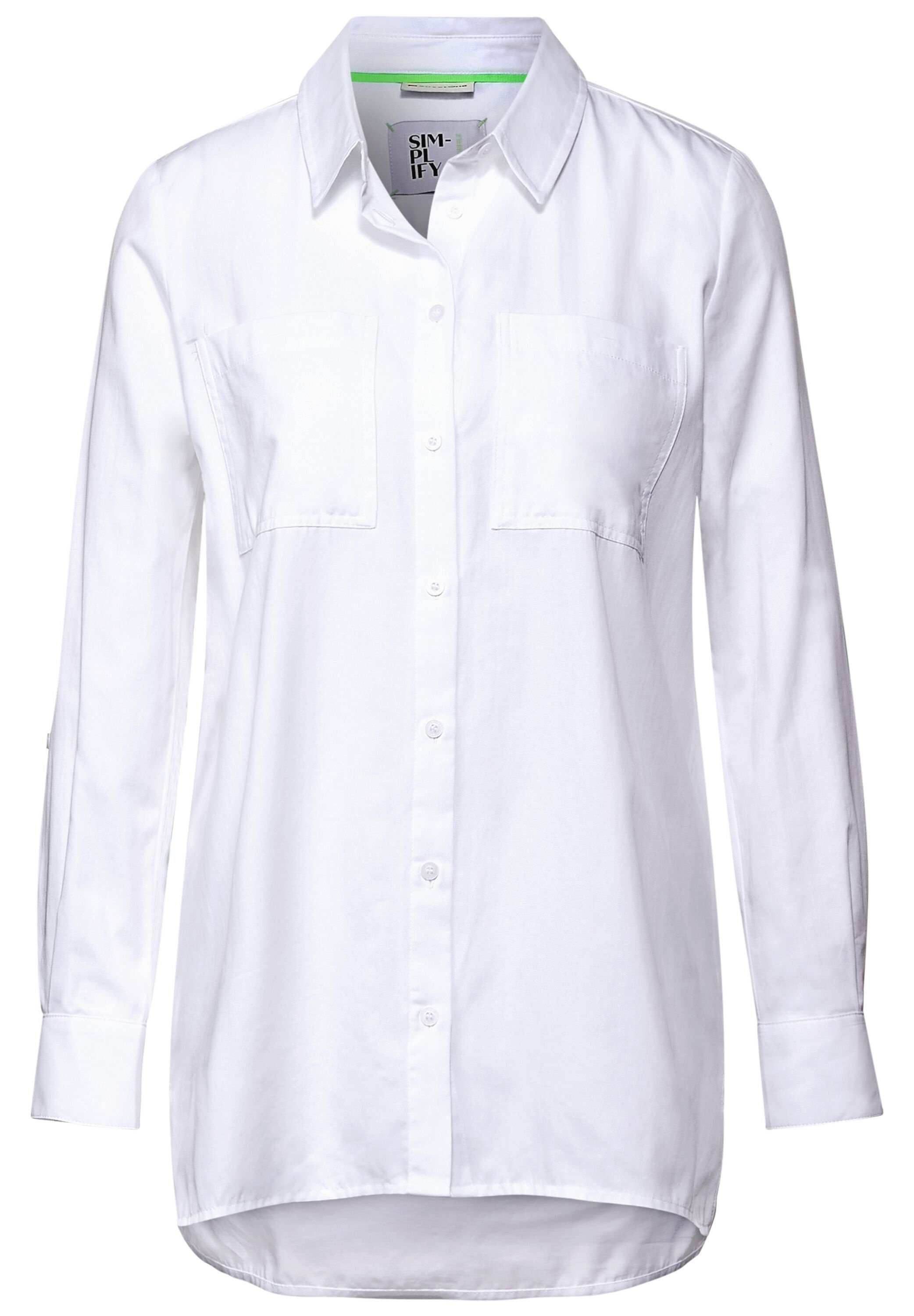 Longbluse Hemdbluse in Unifarbe