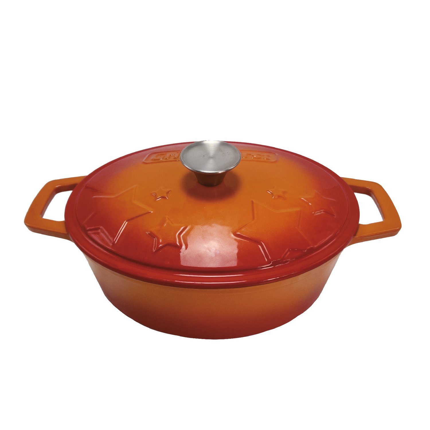 Grillfürst Bratentopf Grillfürst Dutch Oven Sternentöpfchen / Gusseisen Bräter - emailliert - M - orange
