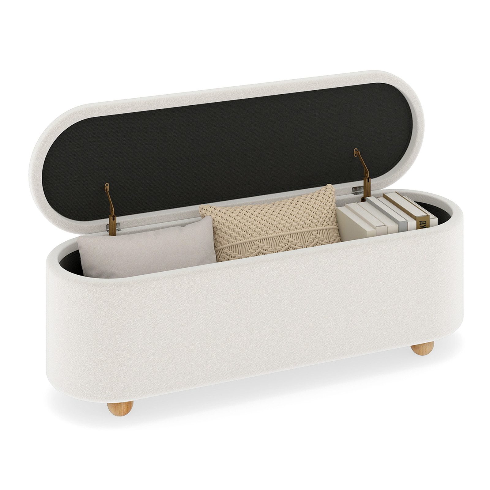 COSTWAY Truhenbank, Sitzbank mit mit Klappdeckel, 150L, gepolstert 139cm